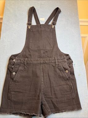 Madewell Black Denim Short Overalls Romper